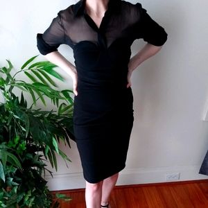 Sexy Black half shear dress